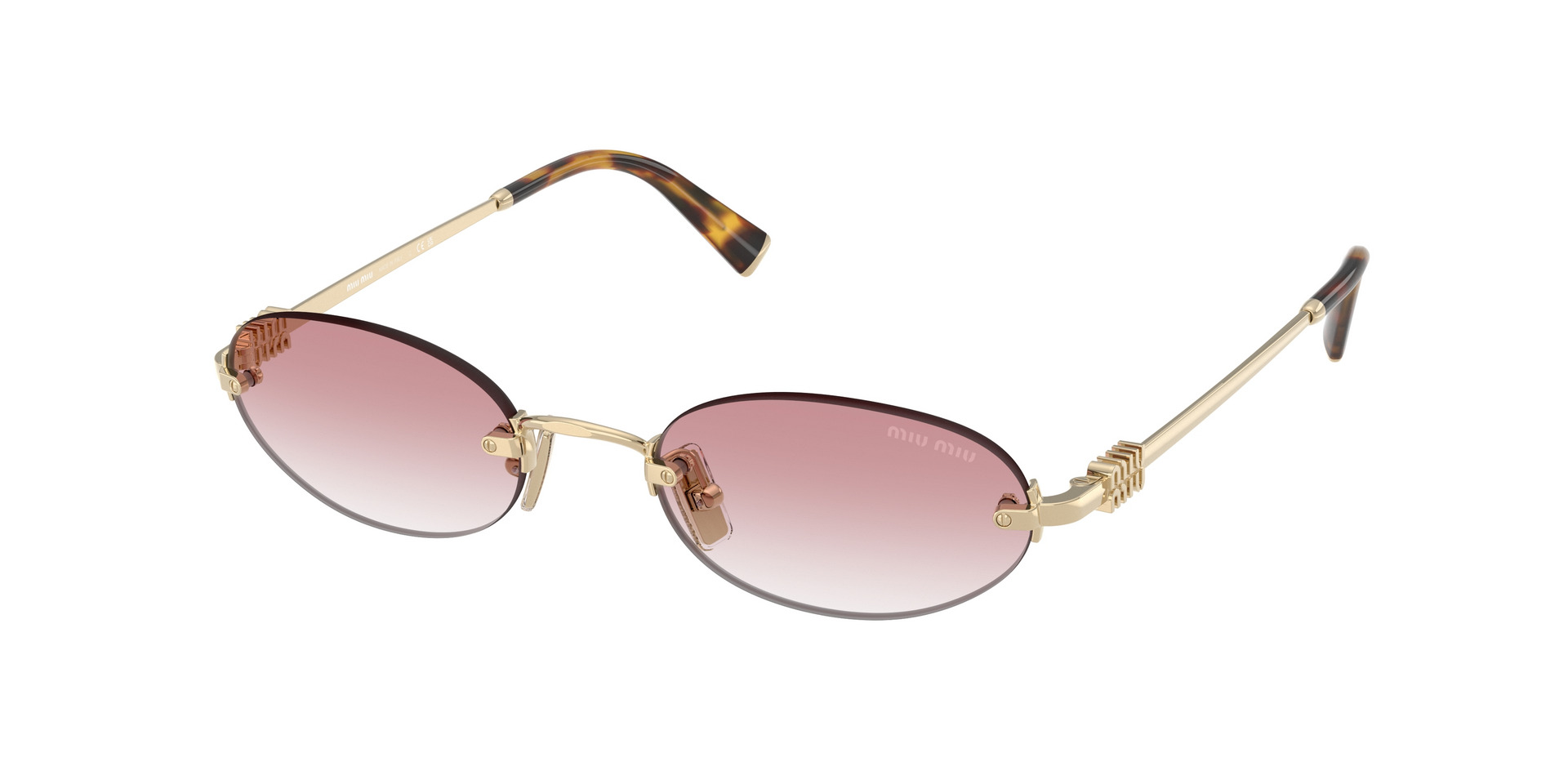 Miu Miu MU A54S ZVN70O 51-20: óculos de sol perfurados dourados